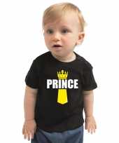 Zwart prince shirt met kroontje koningsdag t-shirt voor babys kopen