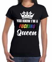 Zwart you know i am a fucking queen t-shirt dames kopen