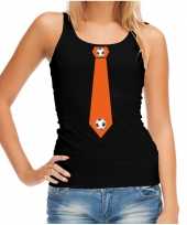Zwarte fan tanktop mouwloos t-shirt holland oranje voetbal stropdas ek wk voor dames kopen